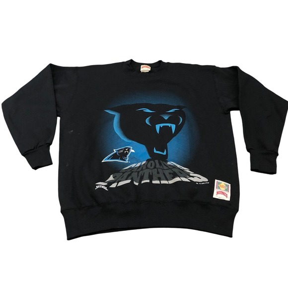 Nutmeg Other - Nutmeg Mills Carolina Panthers Sweatshirt Mens L Black Vintage 90s NFL USA Made